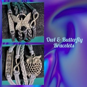 Butterfly and Owl Infinity bracelets